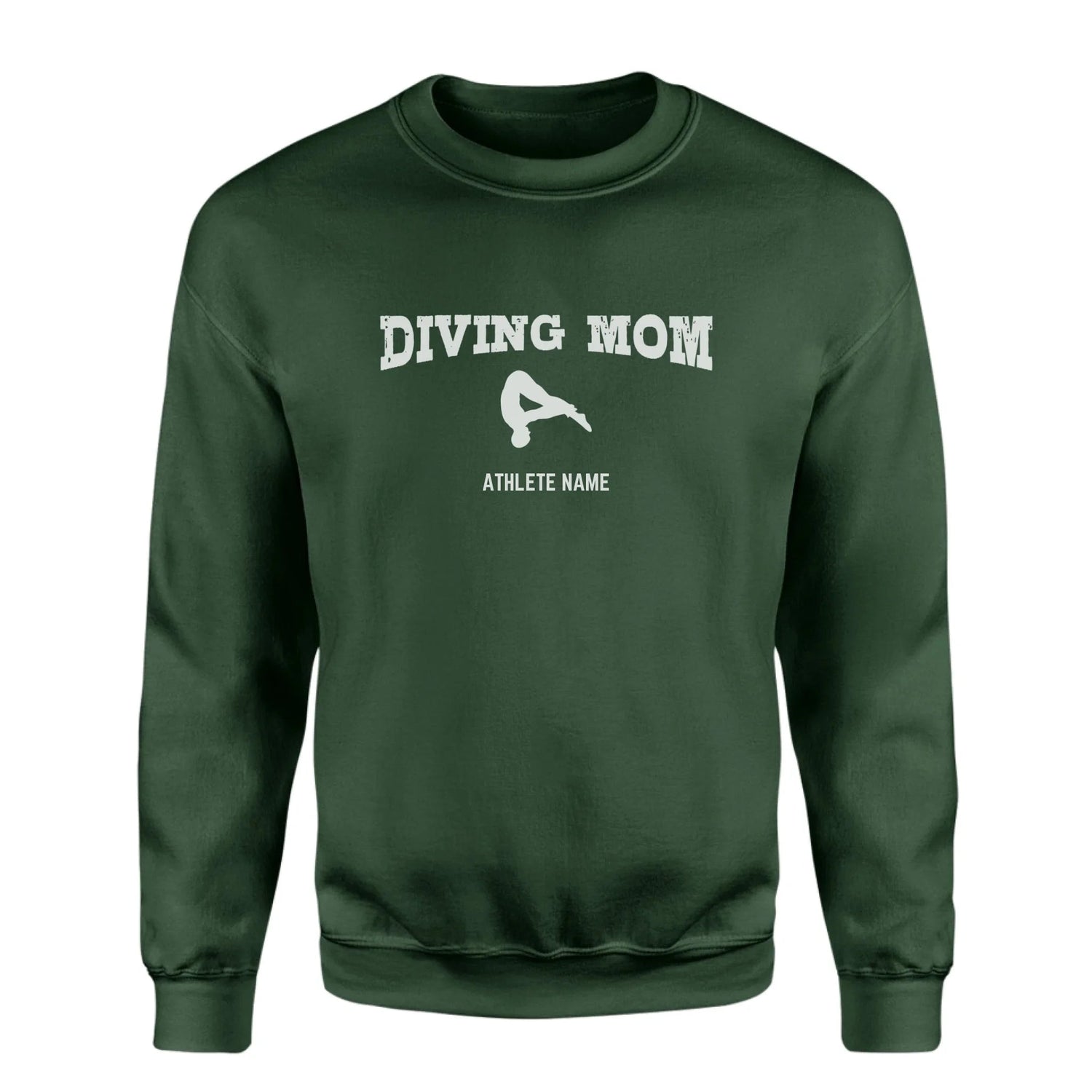 Diving Mom with Diver Icon and Diver Name on a Sweatshirt with a White Graphic
