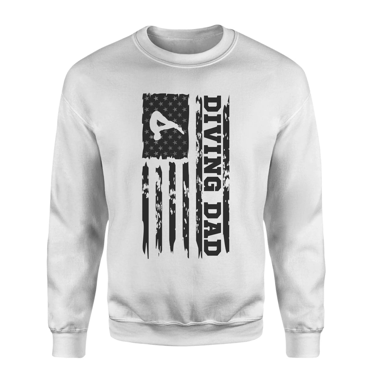 Diving Dad Vertical Flag on a Sweatshirt with a Black Graphic