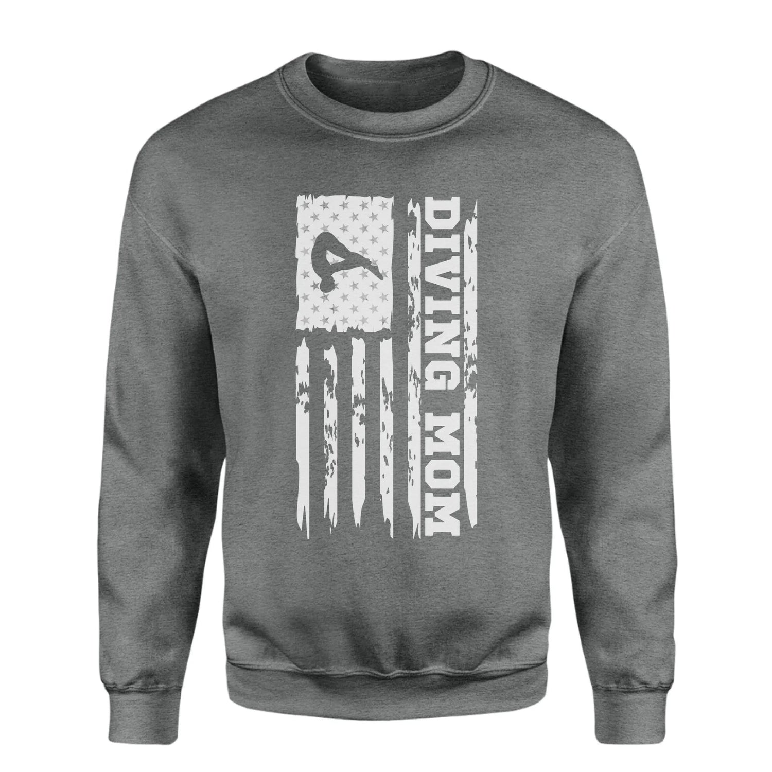 Diving Mom Vertical Flag on a Sweatshirt with a White Graphic