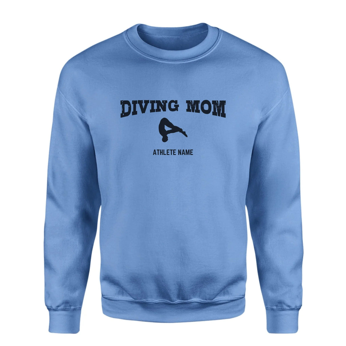 Diving Mom with Diver Icon and Diver Name on a Sweatshirt with a Black Graphic