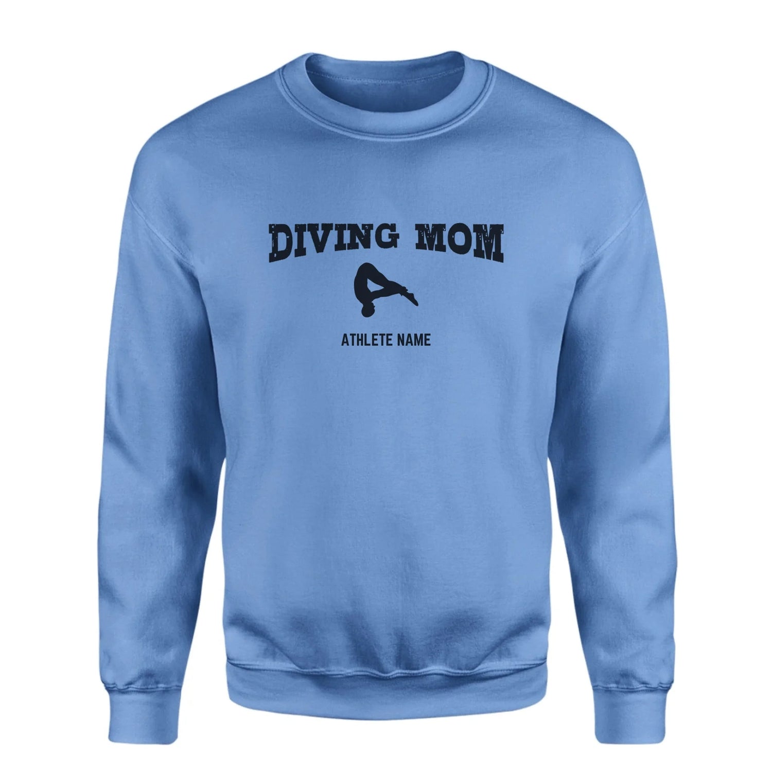 Diving Mom with Diver Icon and Diver Name on a Sweatshirt with a Black Graphic
