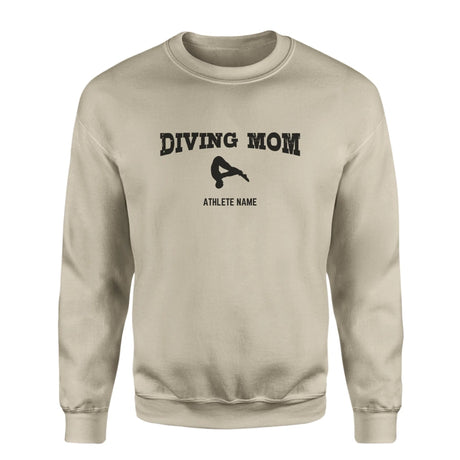 Diving Mom with Diver Icon and Diver Name on a Sweatshirt with a Black Graphic