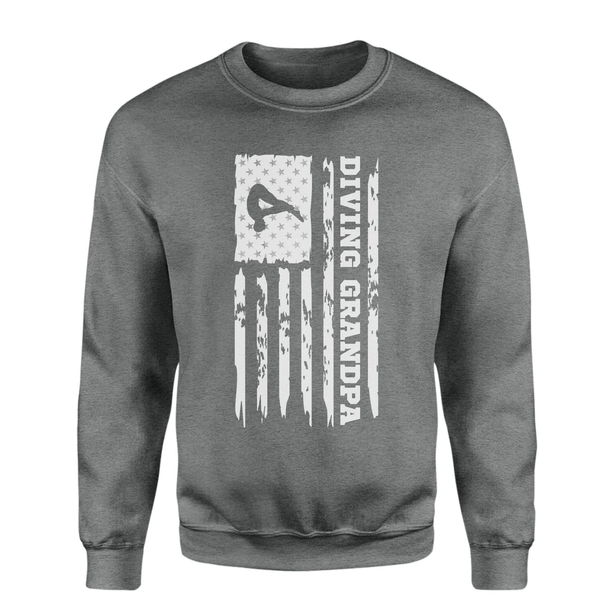 Diving Grandpa Vertical Flag on a Sweatshirt with a White Graphic