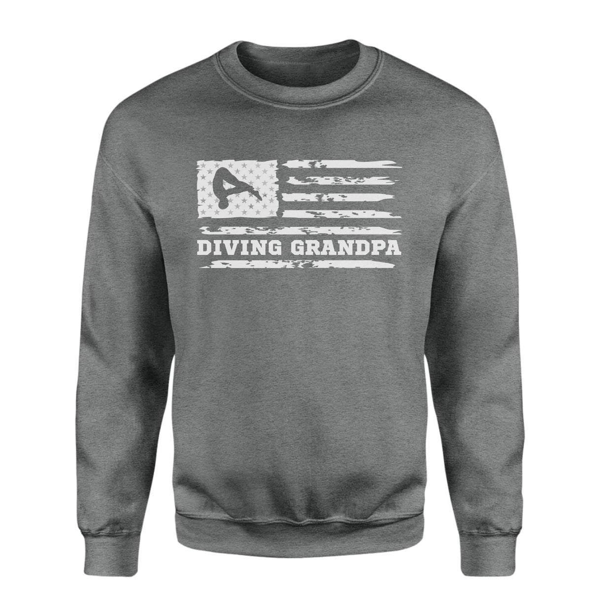 Diving Grandpa Horizontal Flag on a Sweatshirt with a White Graphic