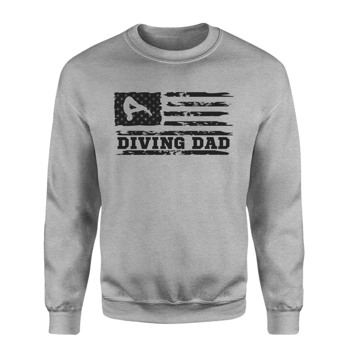 Diving Dad Horizontal Flag on a Sweatshirt with a Black Graphic