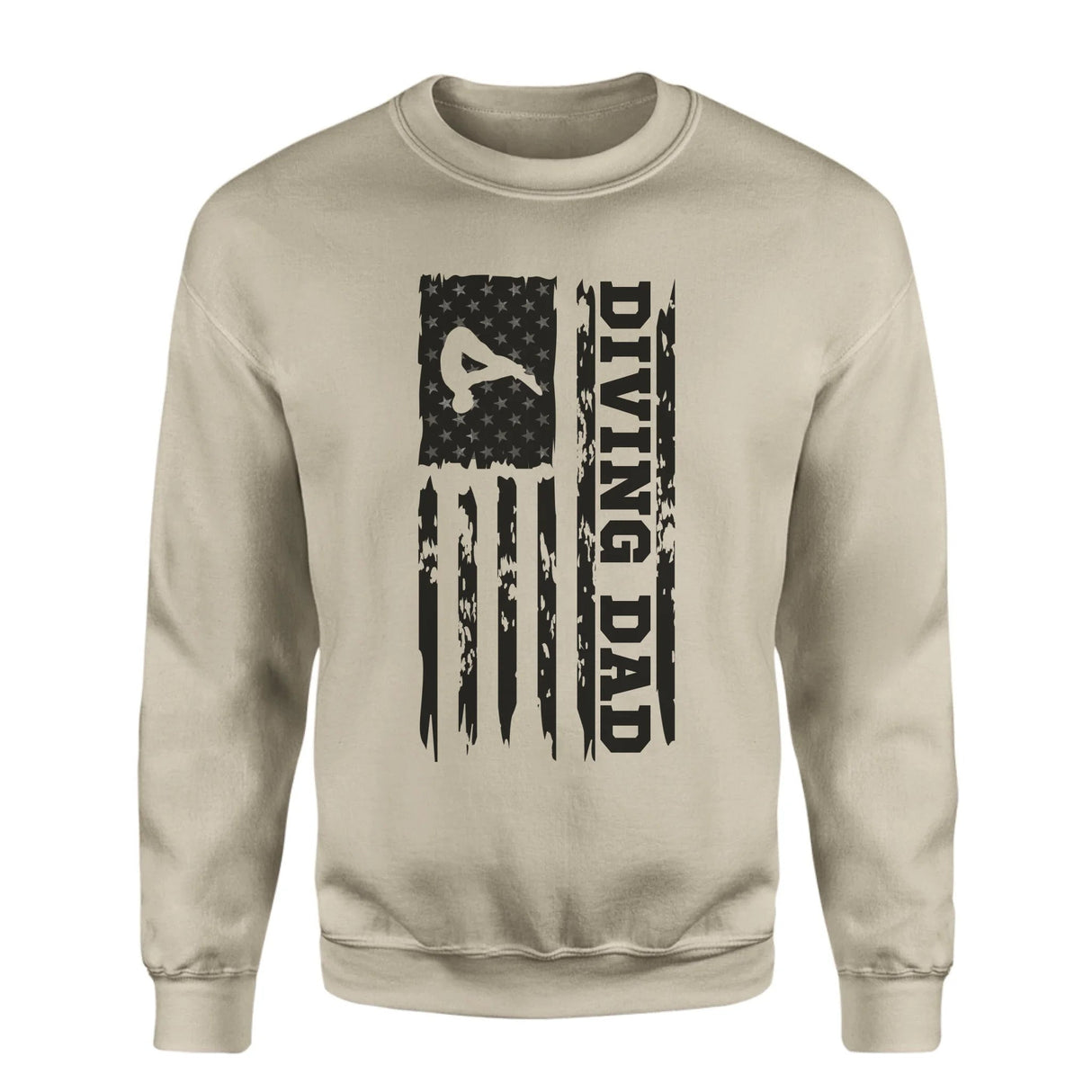 Diving Dad Vertical Flag on a Sweatshirt with a Black Graphic