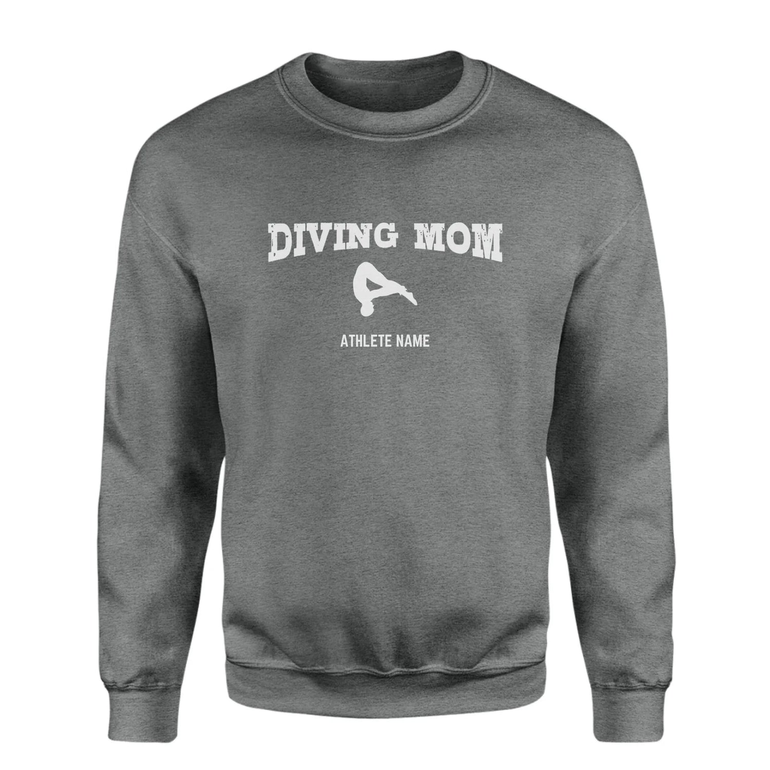 Diving Mom with Diver Icon and Diver Name on a Sweatshirt with a White Graphic