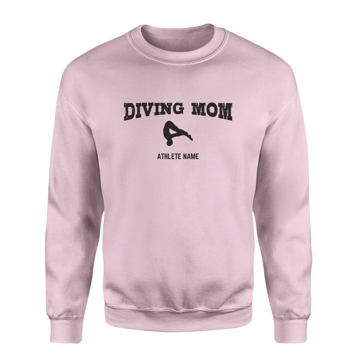 Diving Mom with Diver Icon and Diver Name on a Sweatshirt with a Black Graphic