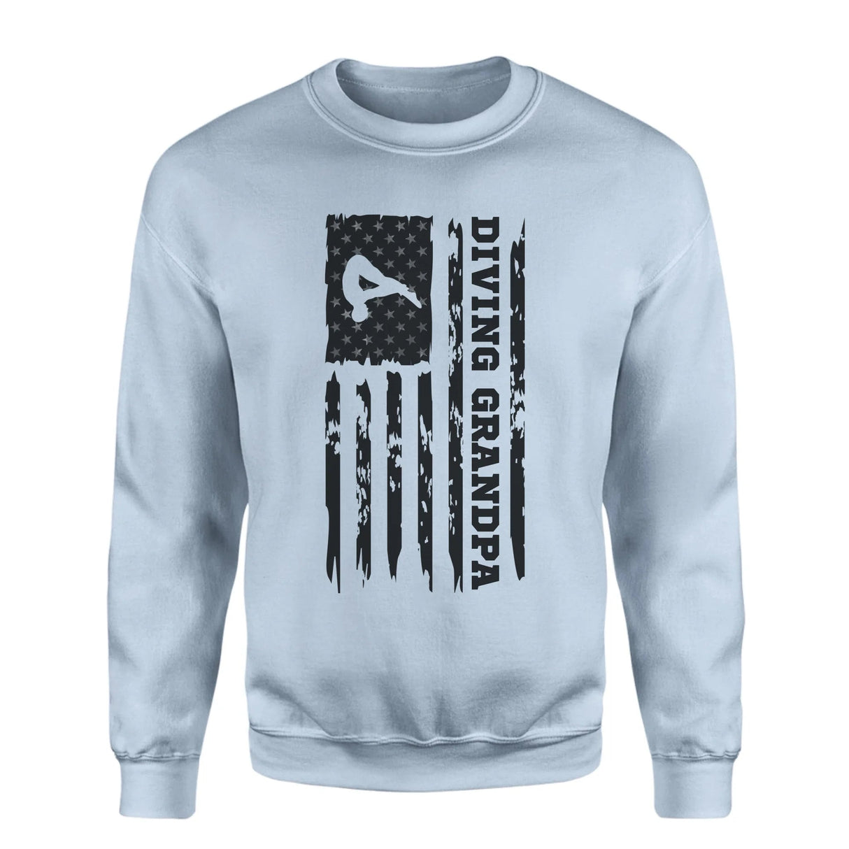 Diving Grandpa Vertical Flag on a Sweatshirt with a Black Graphic