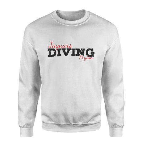 Custom Diving Mascot and Diver Name on a Sweatshirt with a Black Graphic