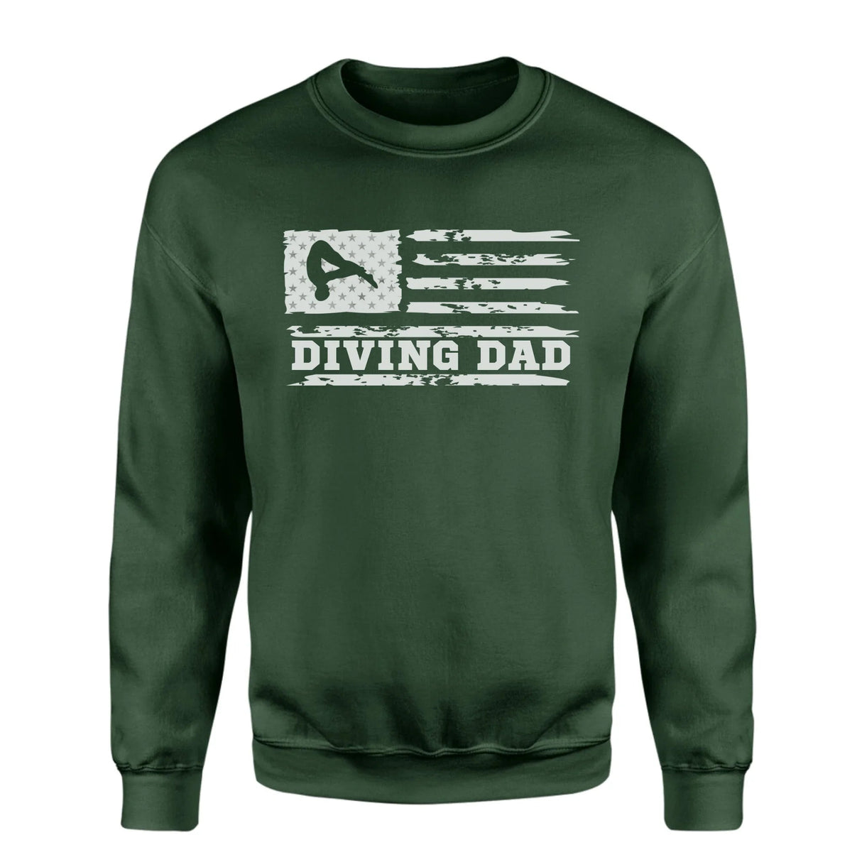 Diving Dad Horizontal Flag on a Sweatshirt with a White Graphic