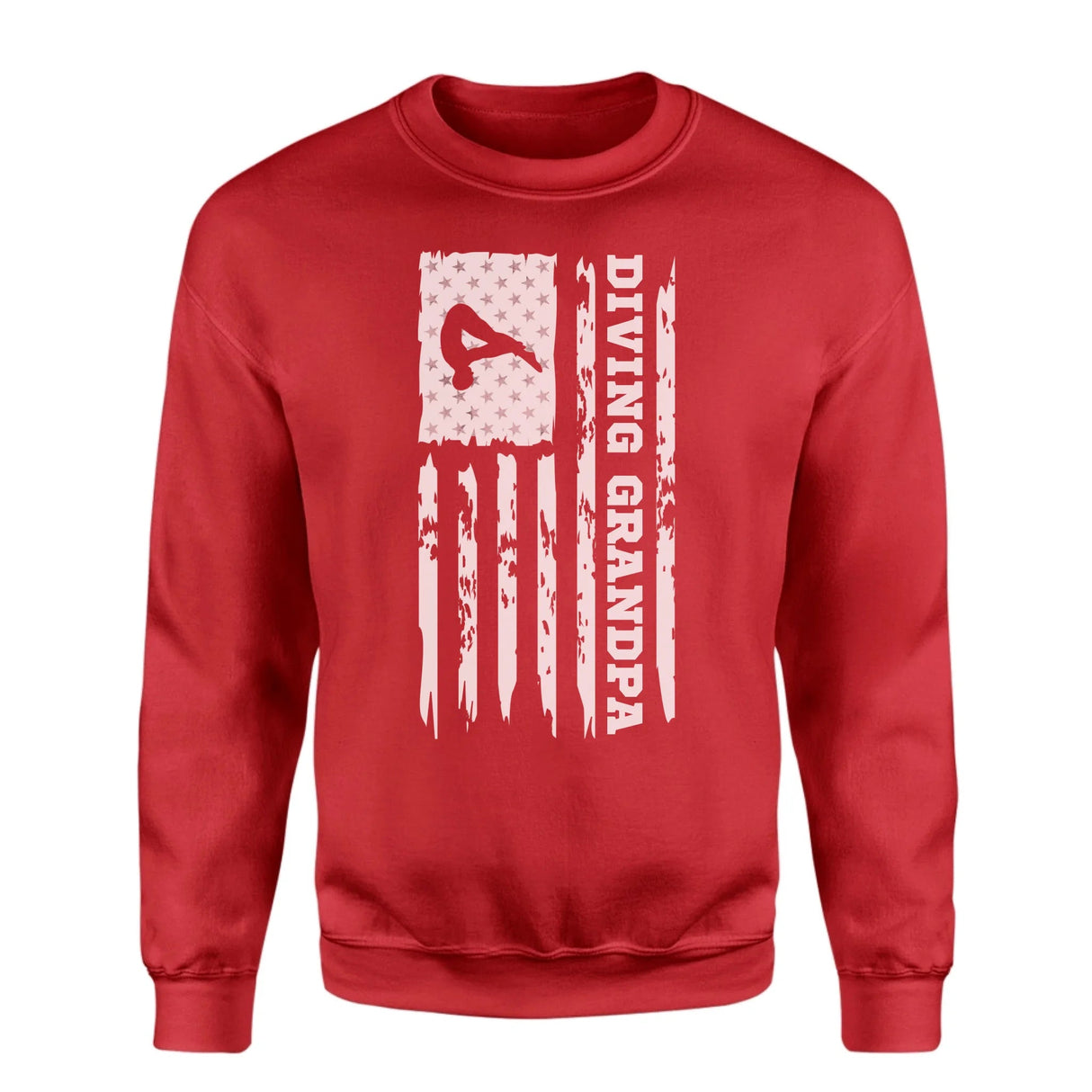 Diving Grandpa Vertical Flag on a Sweatshirt with a White Graphic
