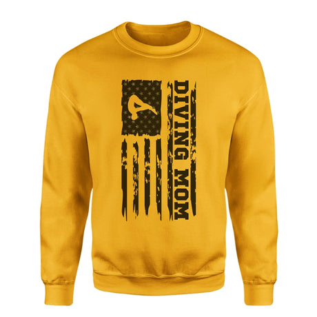 Diving Mom Vertical Flag on a Sweatshirt with a Black Graphic