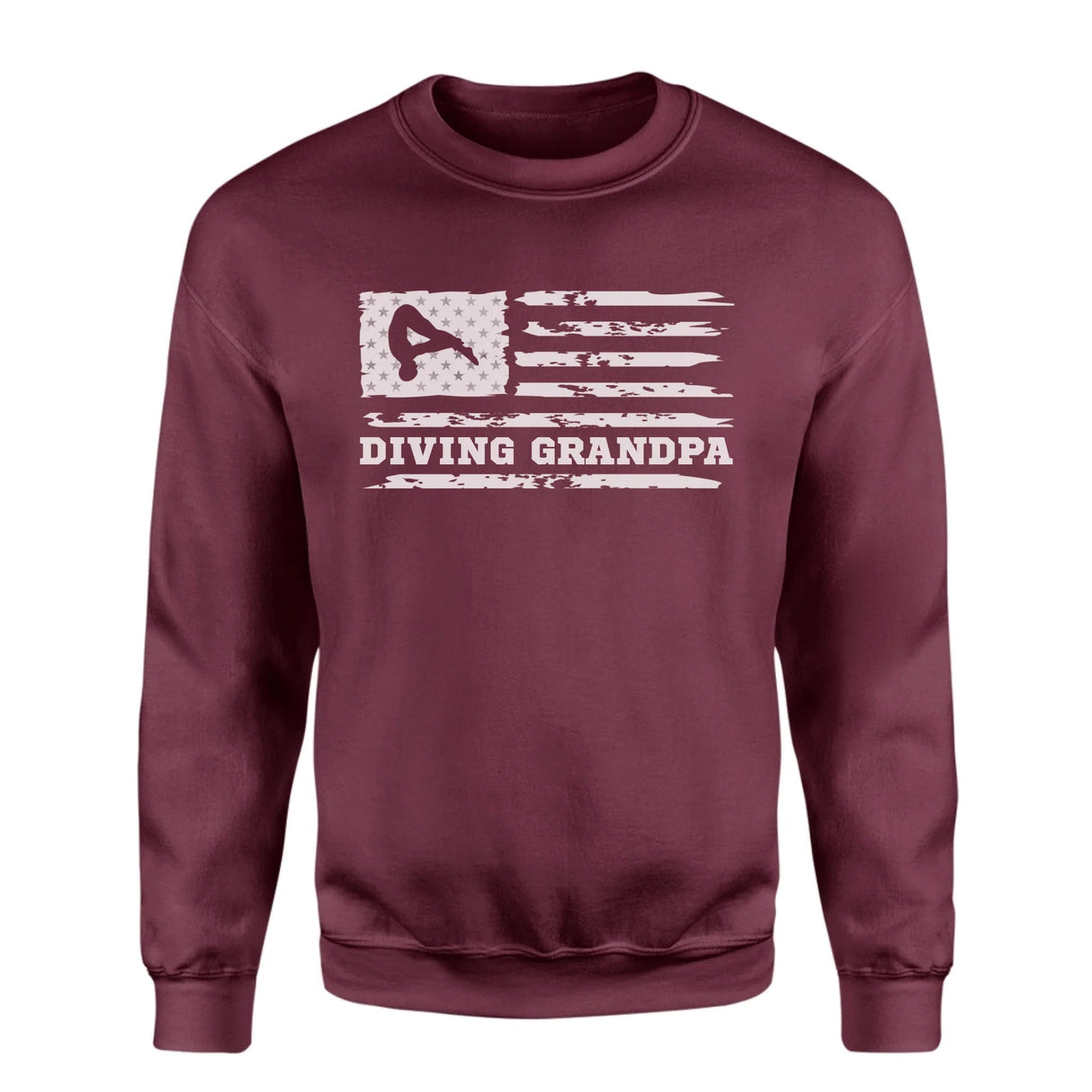 Diving Grandpa Horizontal Flag on a Sweatshirt with a White Graphic