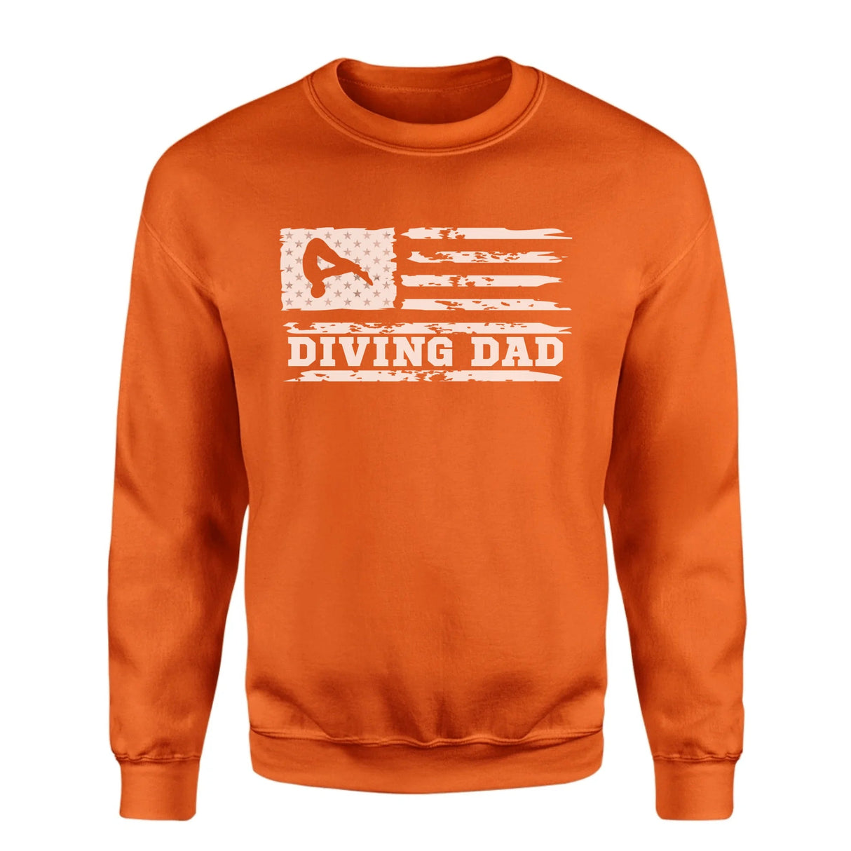 Diving Dad Horizontal Flag on a Sweatshirt with a White Graphic