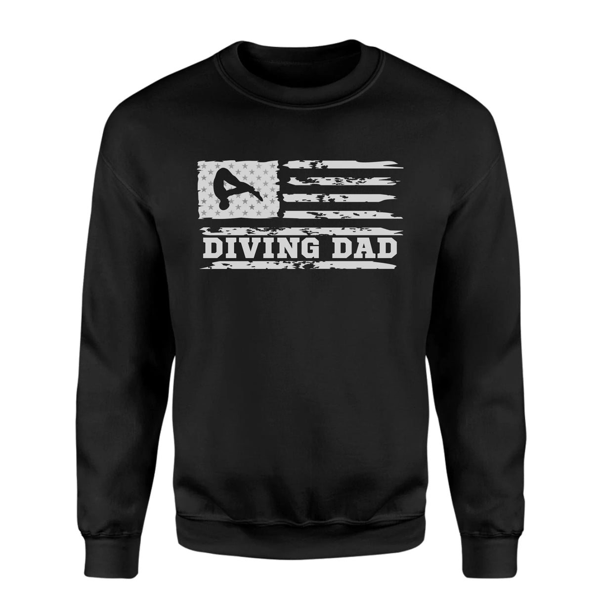 Diving Dad Horizontal Flag on a Sweatshirt with a White Graphic