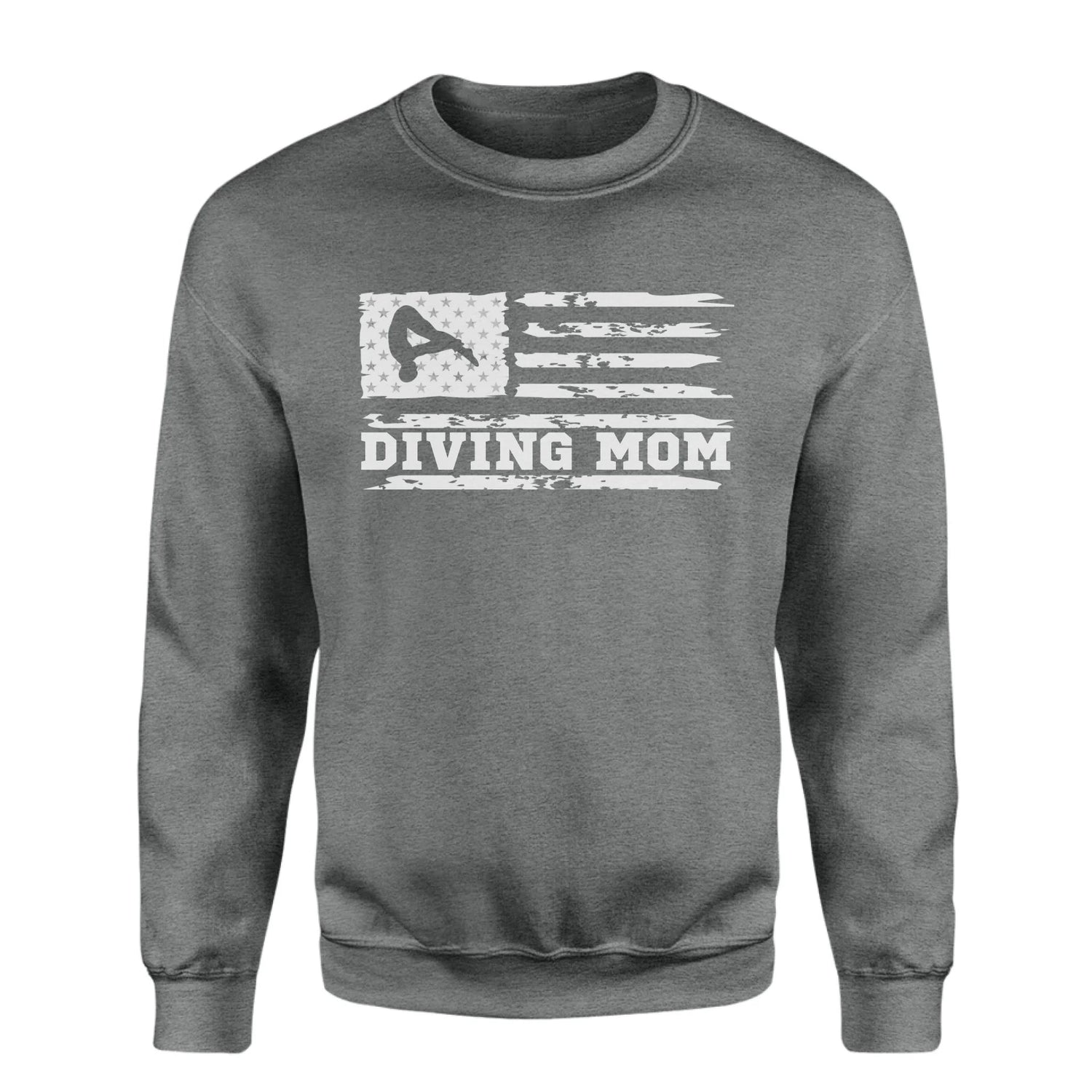 Diving Mom Horizontal Flag on a Sweatshirt with a White Graphic
