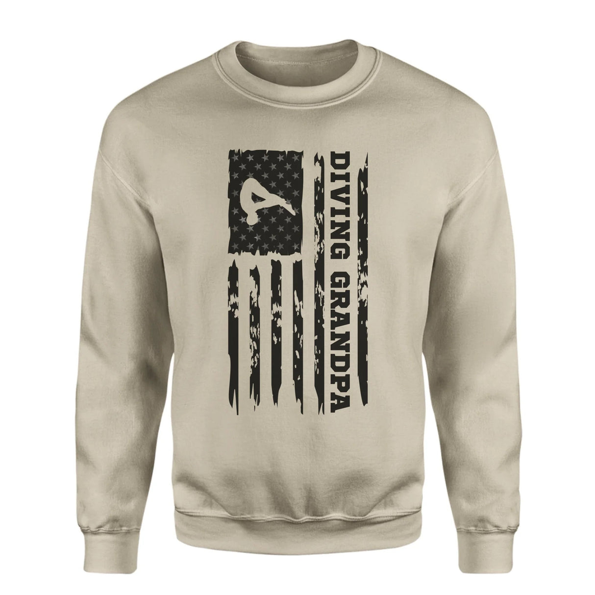 Diving Grandpa Vertical Flag on a Sweatshirt with a Black Graphic
