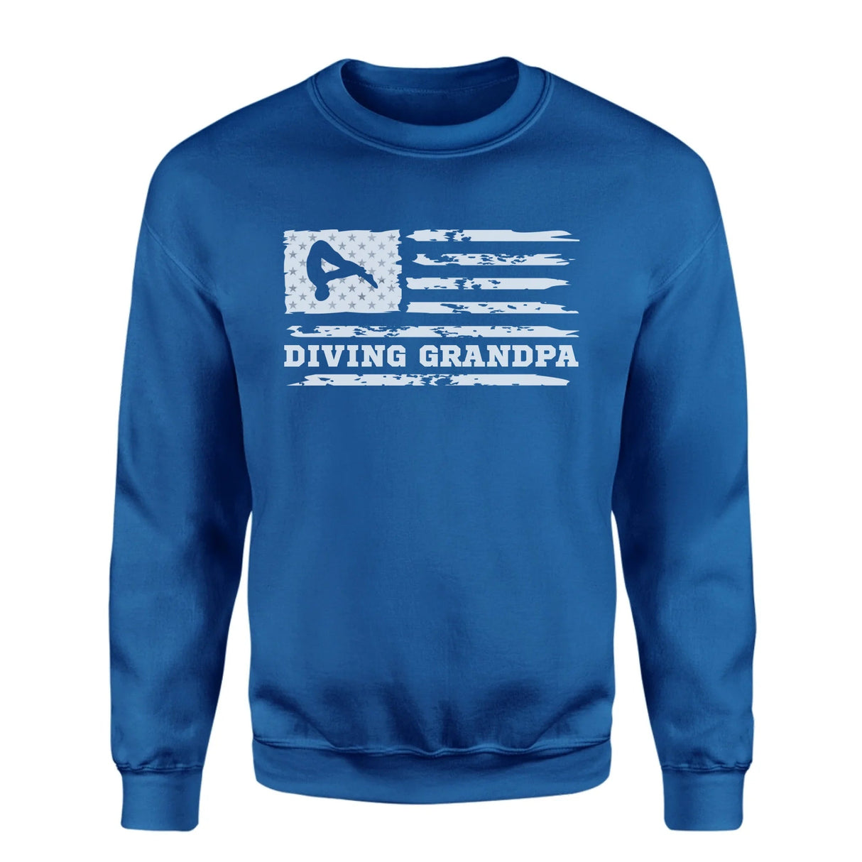 Diving Grandpa Horizontal Flag on a Sweatshirt with a White Graphic