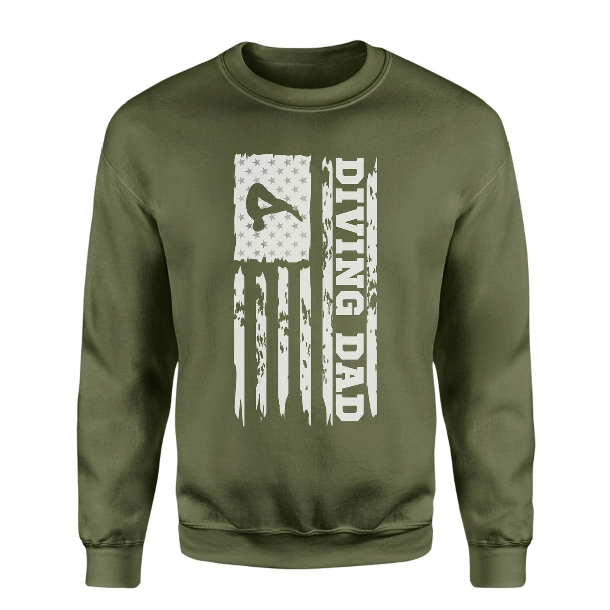 Diving Dad Vertical Flag on a Sweatshirt with a White Graphic