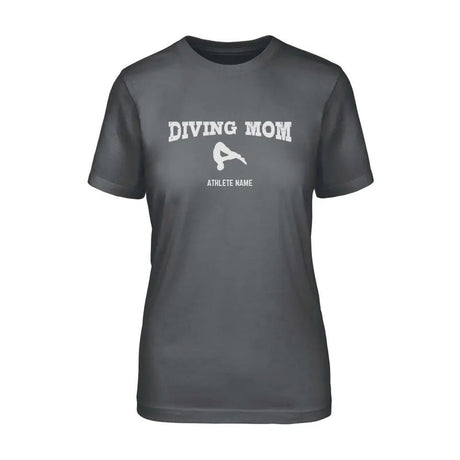 Diving Mom with Diver Icon and Diver Name on a Unisex T-Shirt with a White Graphic
