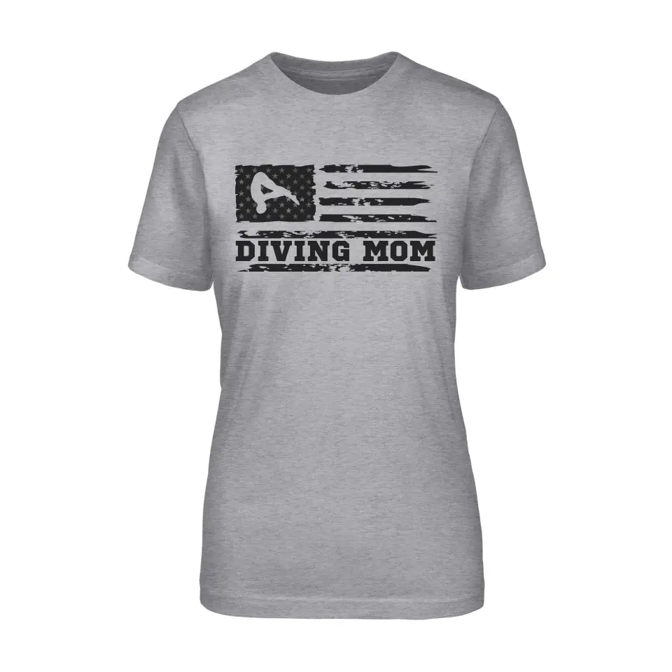 Diving Mom Horizontal Flag on a Unisex T-Shirt with a Black Graphic