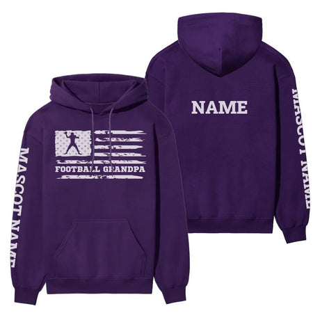 Football Grandpa Horizontal Flag With Football Player Name on a Hoodie with a White Graphic