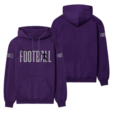 Personalized Football on a Hoodie With Modern Bold Designs and Football Player Name on Sleeve on a Hoodie
