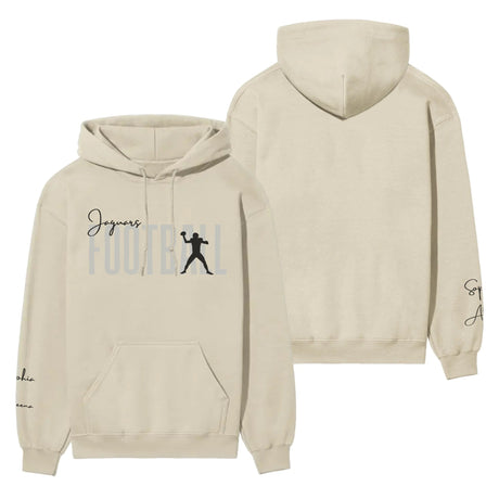 Personalized Football on a Hoodie With Modern Bold Designs and Football Player Name on Sleeve on a Hoodie