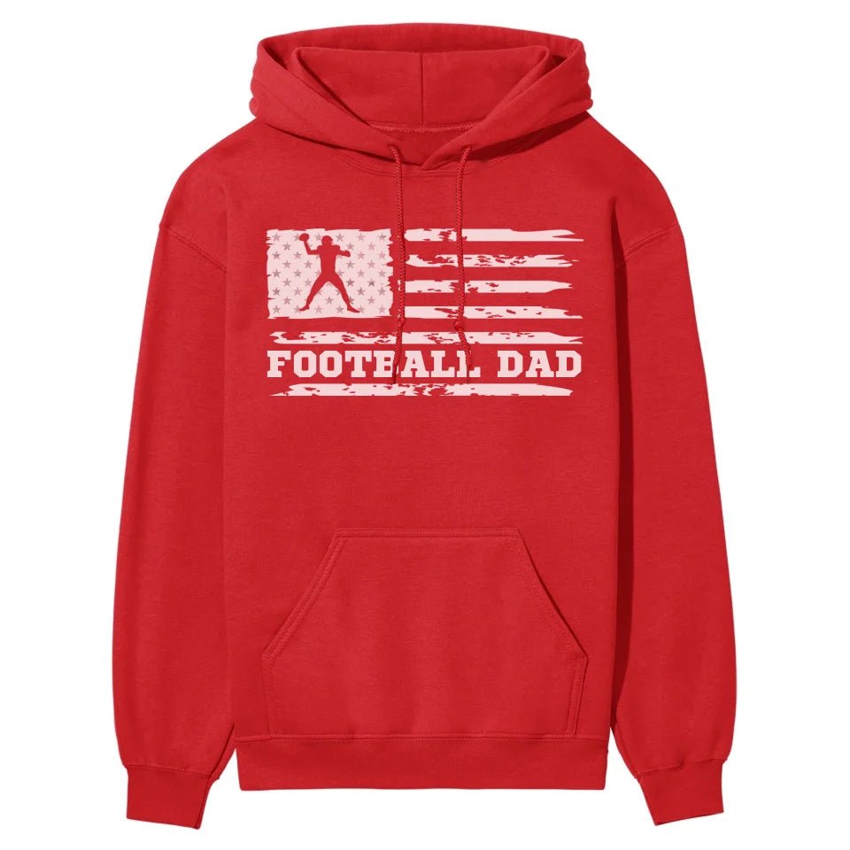 Football Dad Horizontal Flag on a Hoodie with a White Graphic
