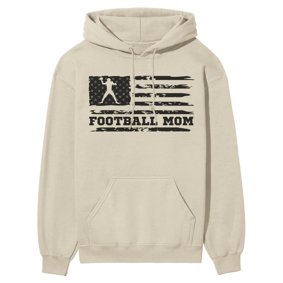 Football Mom Horizontal Flag on a Hoodie with a Black Graphic
