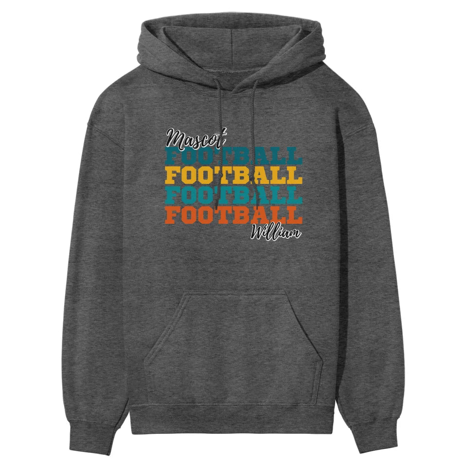 Personalized Football Football Football on a Hoodie With Mascot and Football Player Name on a Hoodie
