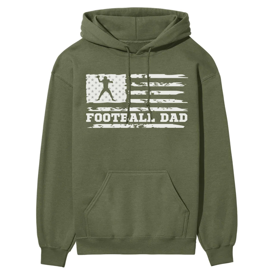 Football Dad Horizontal Flag on a Hoodie with a White Graphic