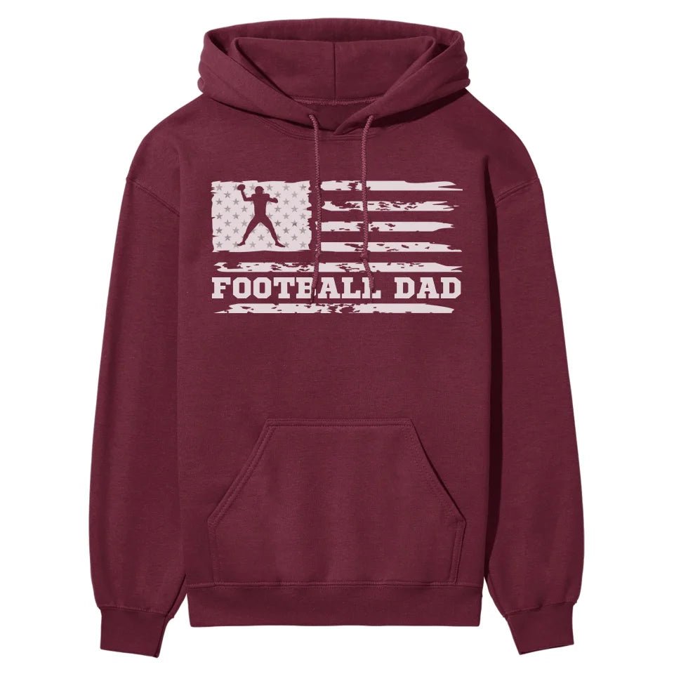 Football Dad Horizontal Flag on a Hoodie with a White Graphic