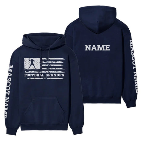 Football Grandpa Horizontal Flag With Football Player Name on a Hoodie with a White Graphic