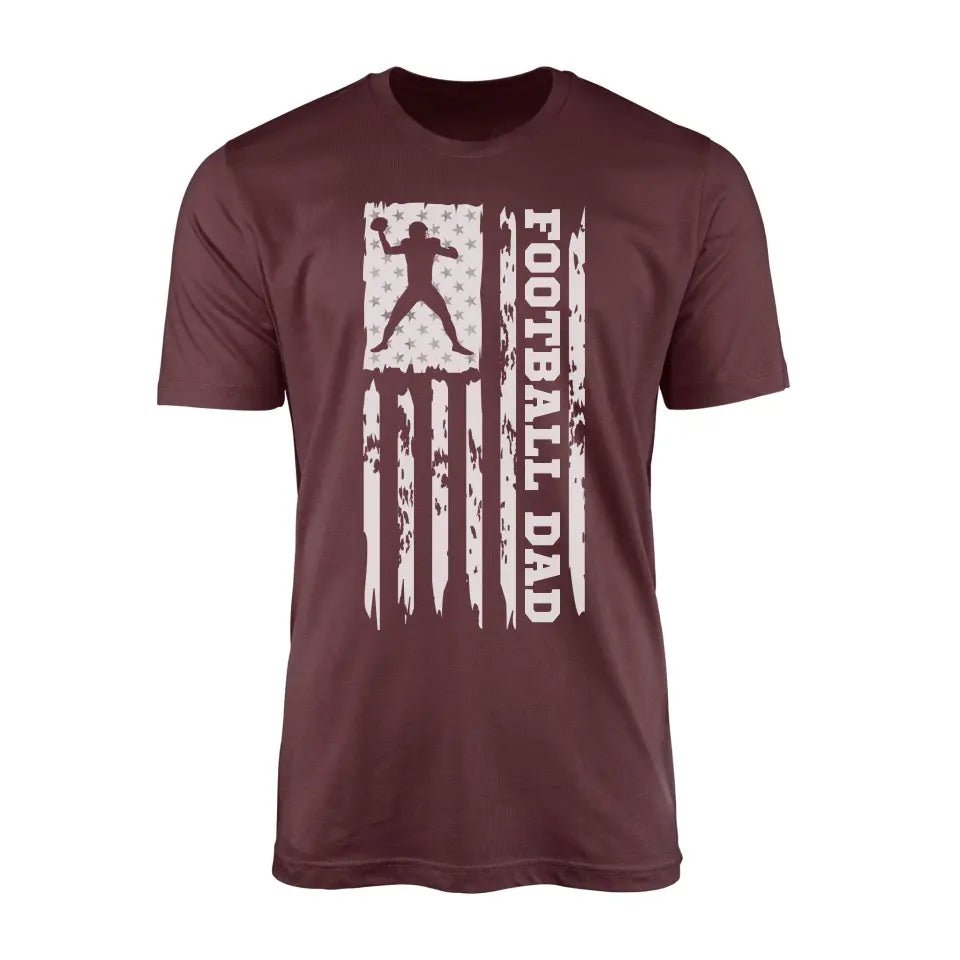 Football Dad Vertical Flag on a Men's T-Shirt with a White Graphic