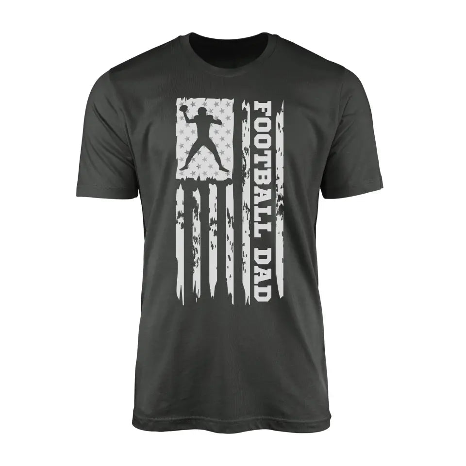Football Dad Vertical Flag on a Men's T-Shirt with a White Graphic