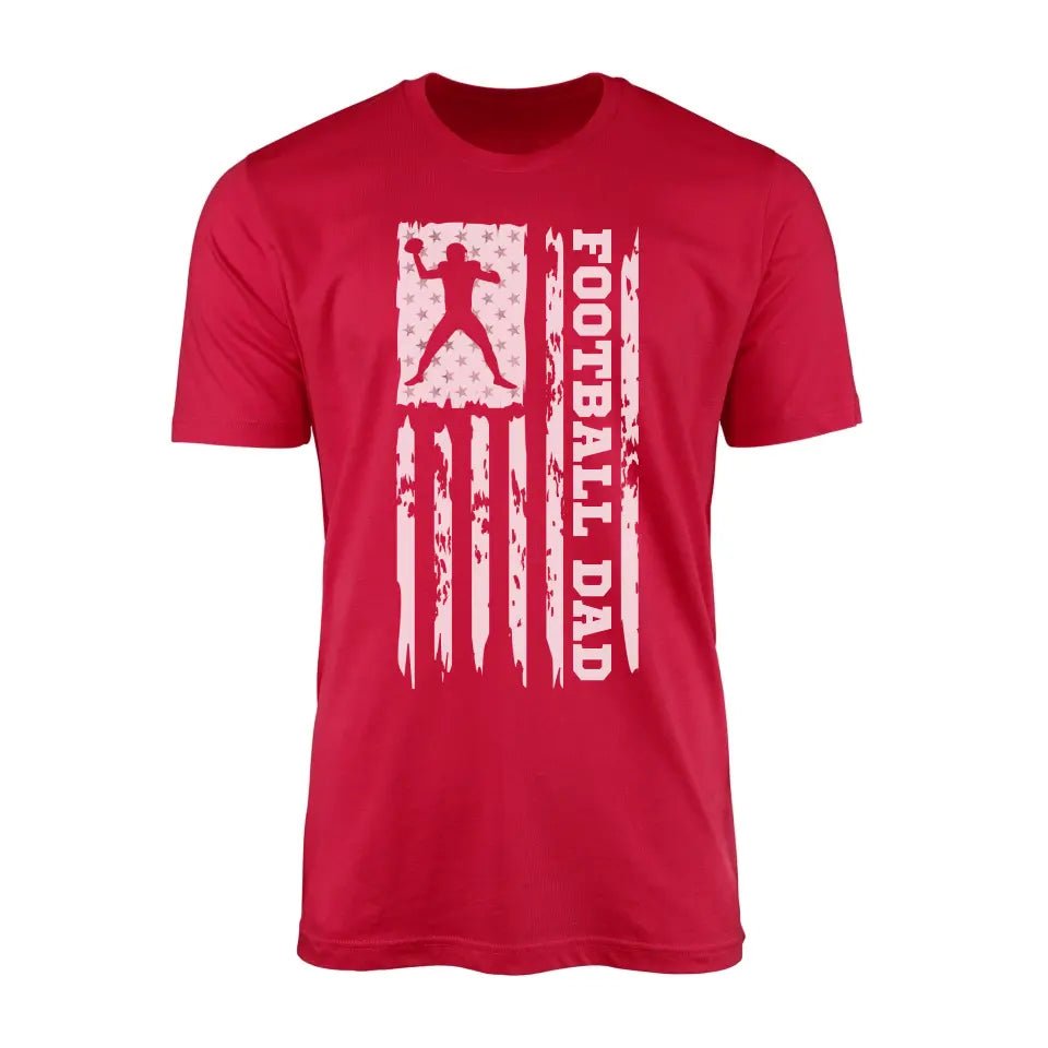 Football Dad Vertical Flag on a Men's T-Shirt with a White Graphic