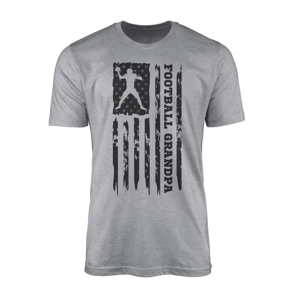 Football Grandpa Vertical Flag on a Men's T-Shirt with a Black Graphic