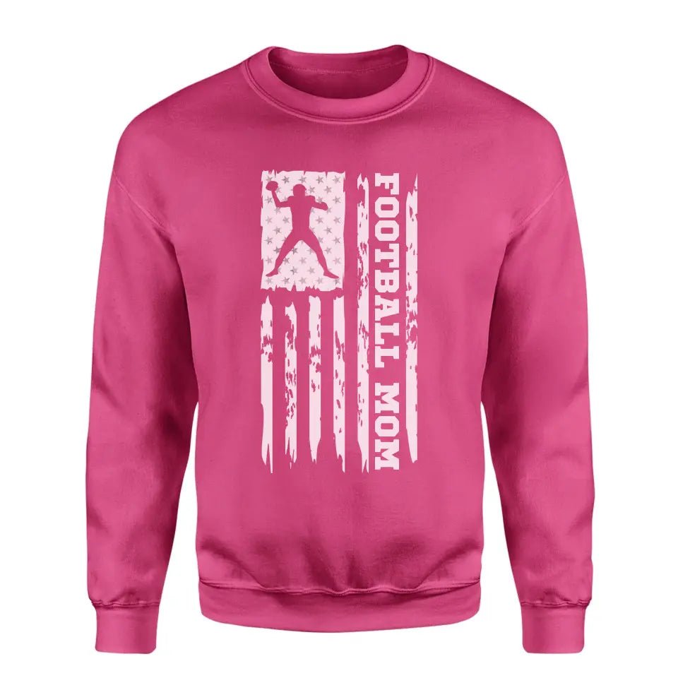 Football Mom Vertical Flag on a Sweatshirt with a White Graphic