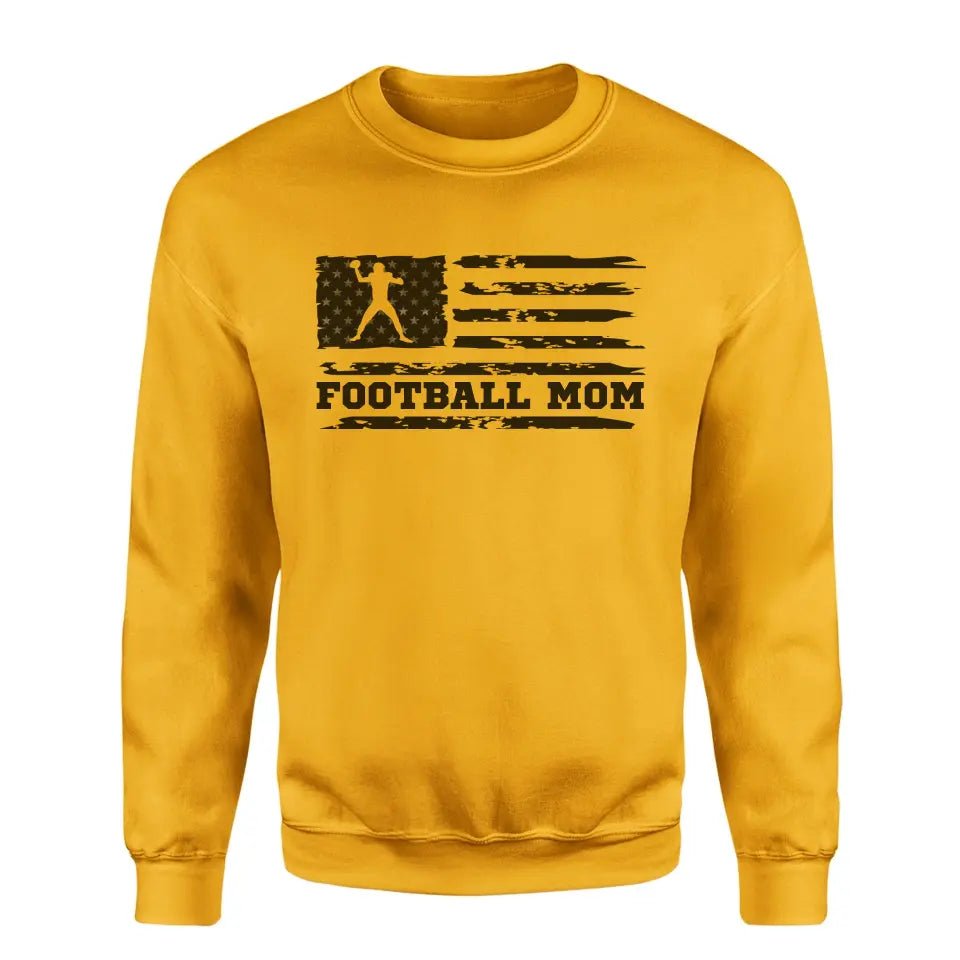 Football Mom Horizontal Flag on a Sweatshirt with a Black Graphic