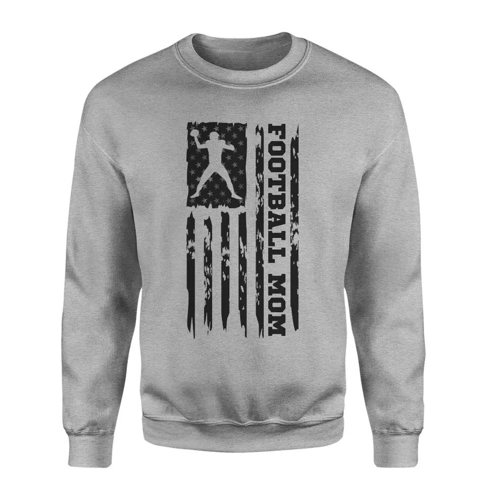 Football Mom Vertical Flag on a Sweatshirt with a Black Graphic