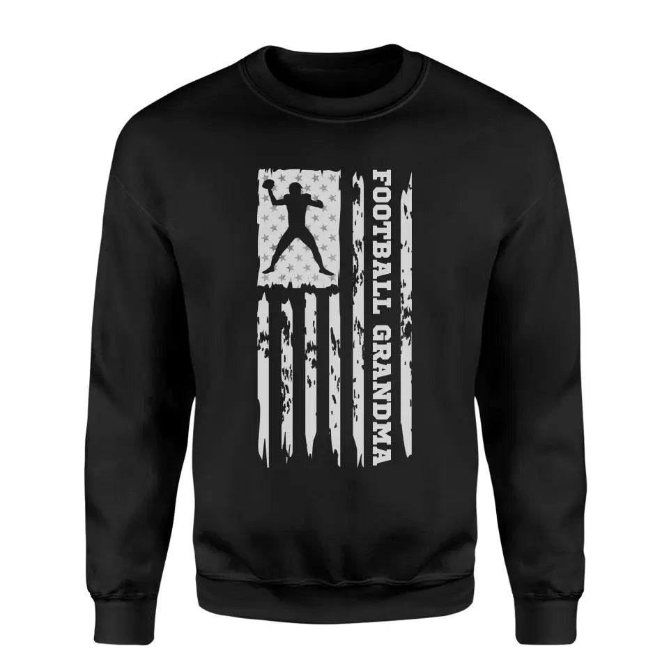 Football Grandma Vertical Flag on a Sweatshirt with a White Graphic