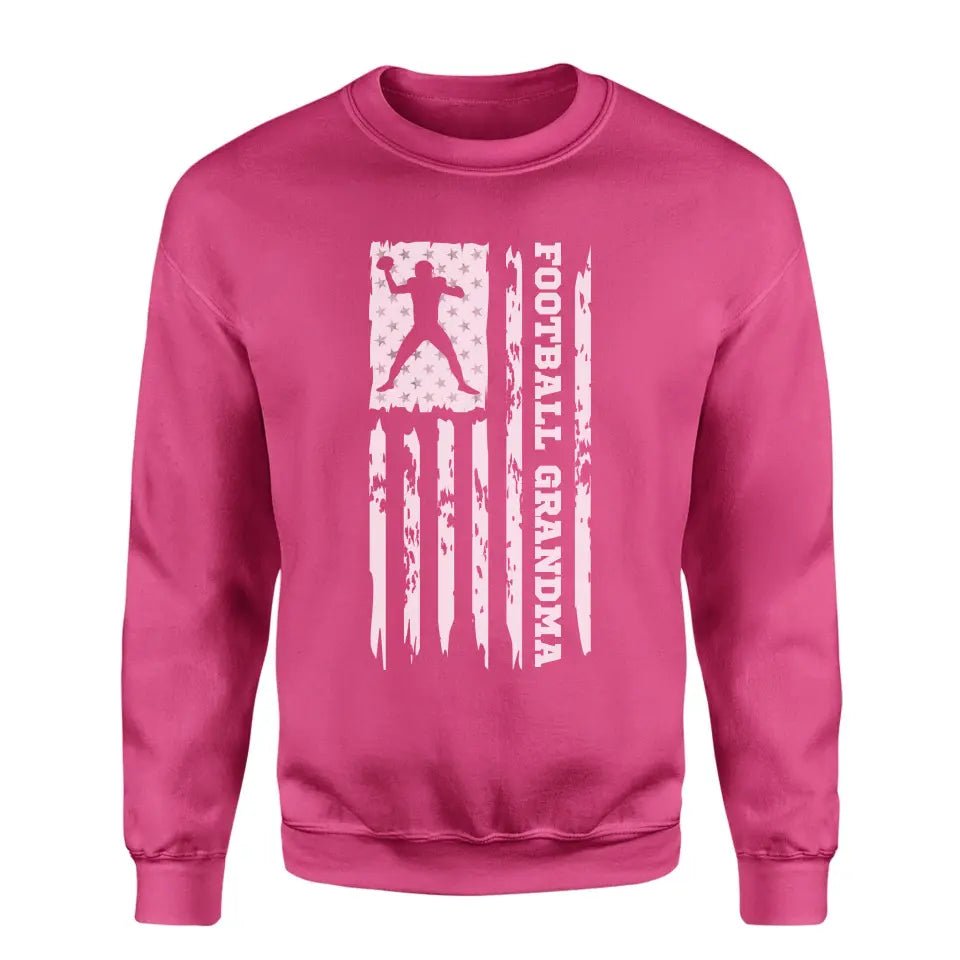 Football Grandma Vertical Flag on a Sweatshirt with a White Graphic