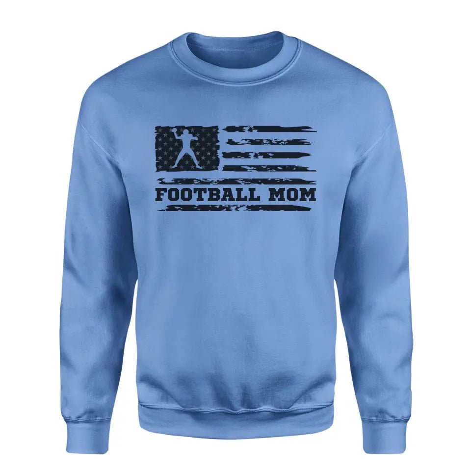 Football Mom Horizontal Flag on a Sweatshirt with a Black Graphic
