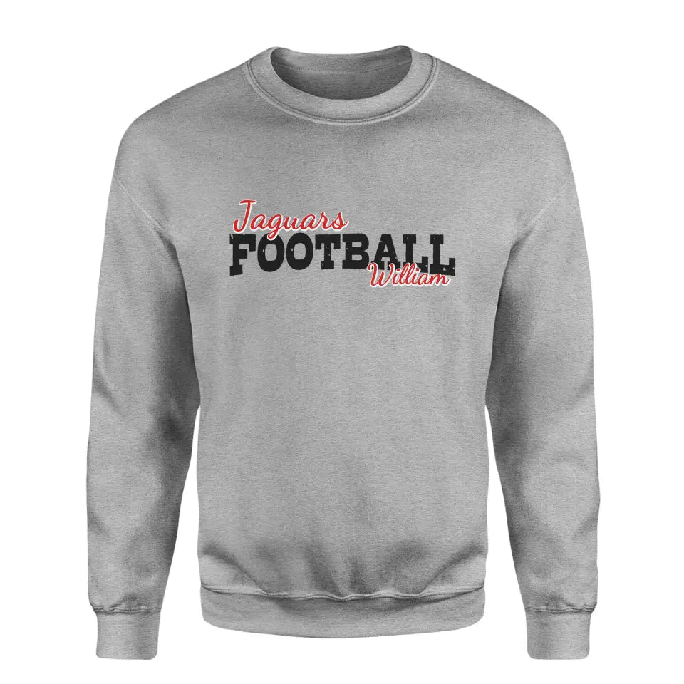 Custom Football Mascot and Football Player Name on a Sweatshirt with a Black Graphic