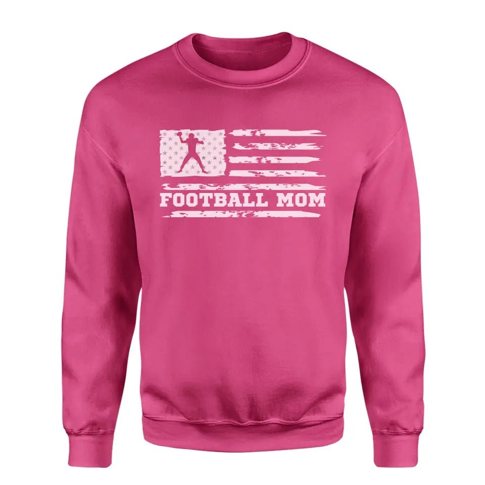 Football Mom Horizontal Flag on a Sweatshirt with a White Graphic