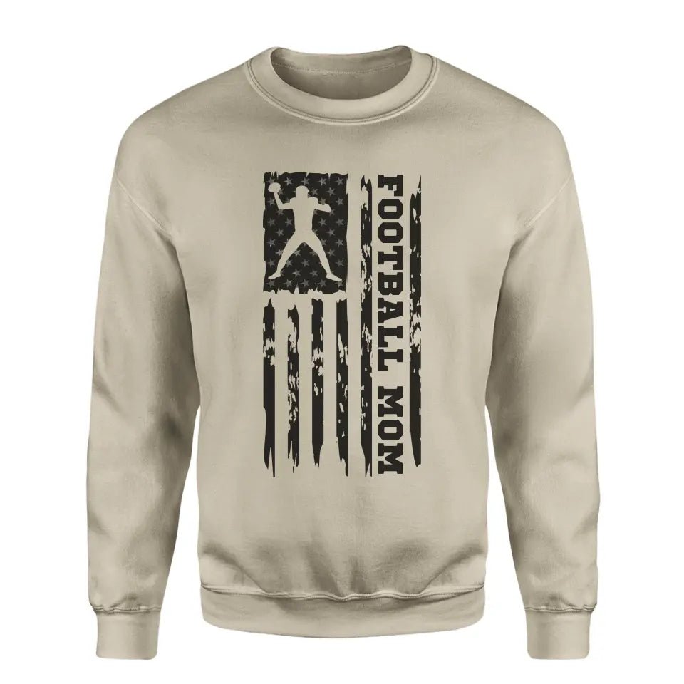 Football Mom Vertical Flag on a Sweatshirt with a Black Graphic