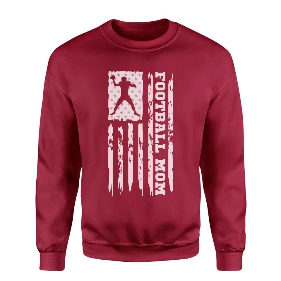 Football Mom Vertical Flag on a Sweatshirt with a White Graphic