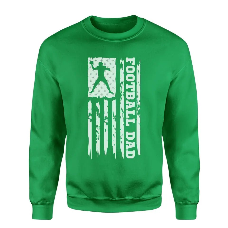 Football Dad Vertical Flag on a Sweatshirt with a White Graphic